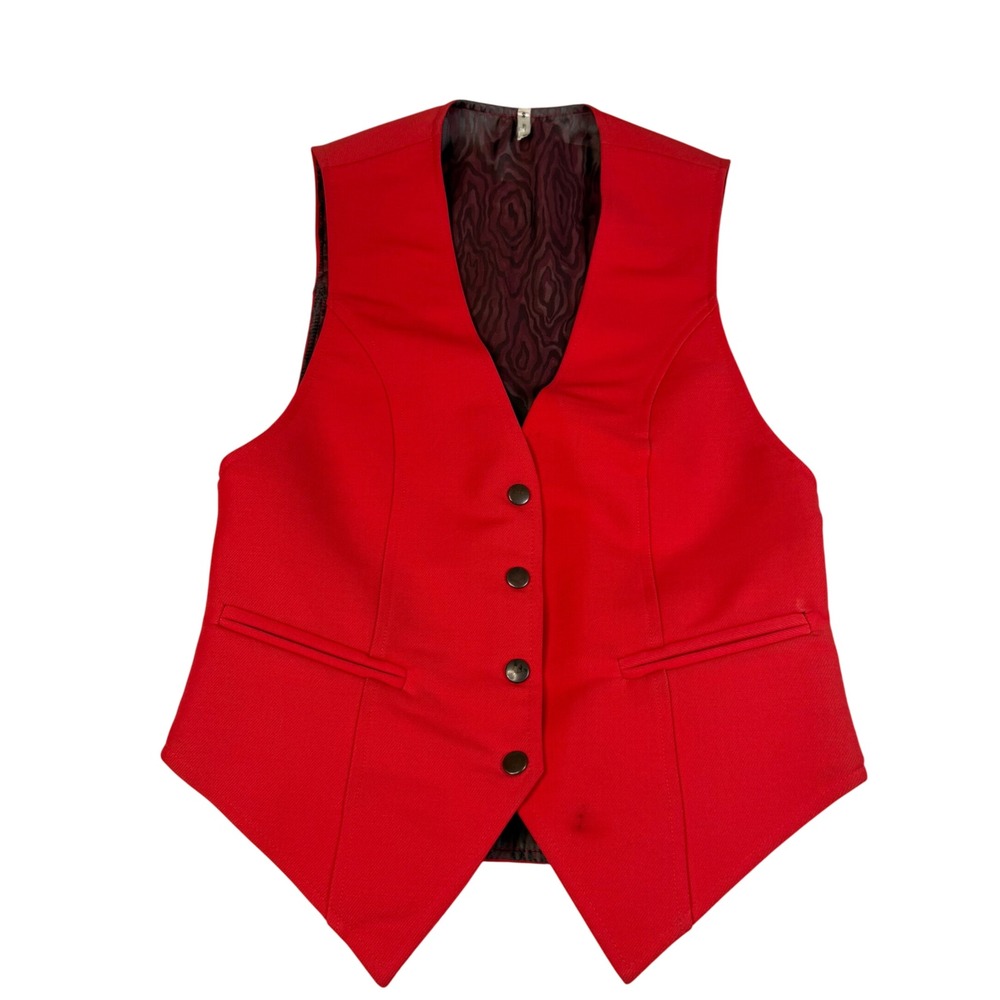 Golden Dress Bright Red Structured Snap Vest Germany Made Women's Small Western